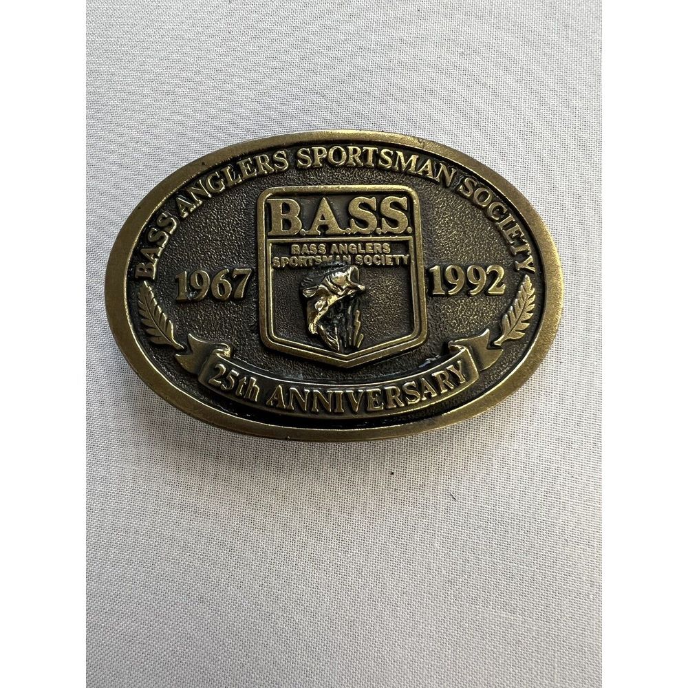 Bass Anglers Sportsman Society Fishing Fish 1992 Vintage Belt Buckle 25th Annive